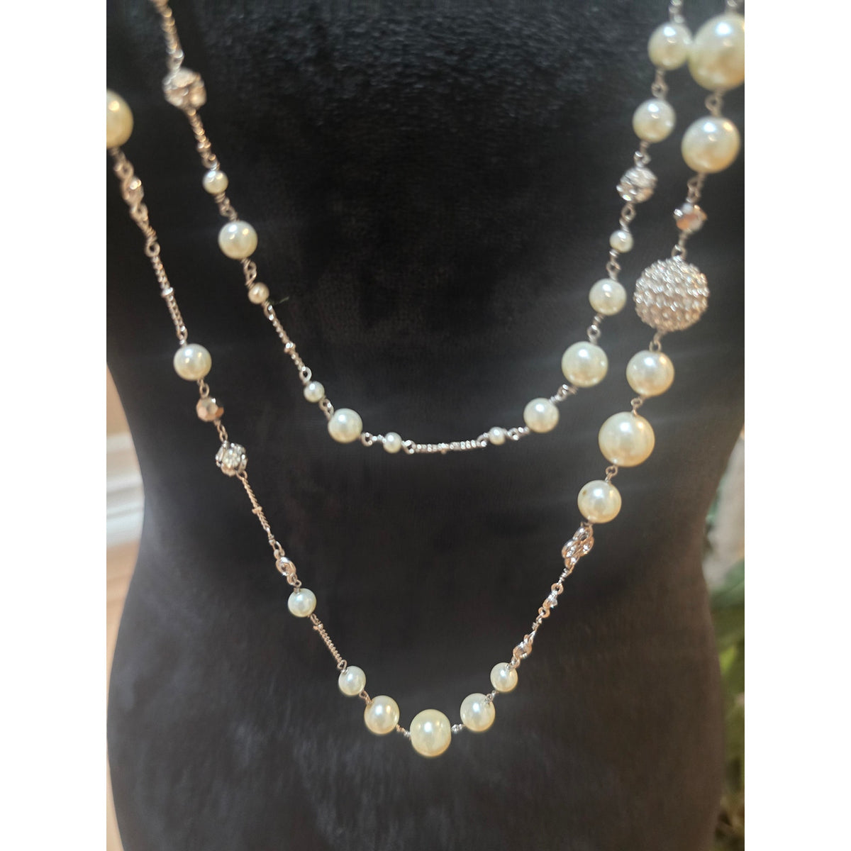 Women's White Beaded Multi Strand Statement Necklace With Lobster Clasp