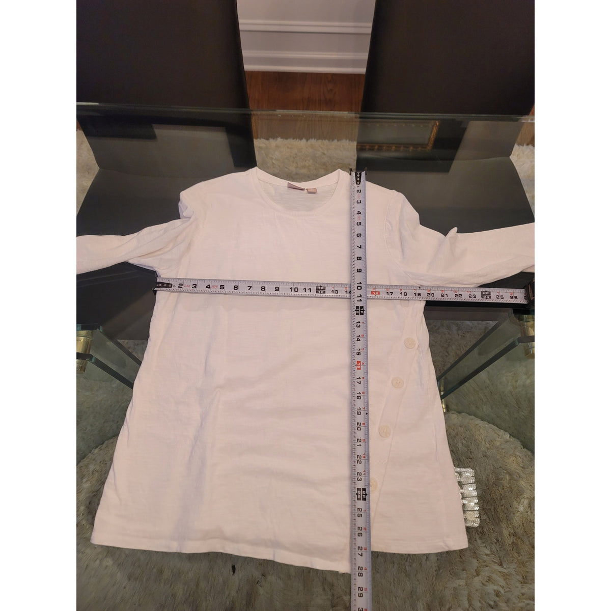 Chico's Ultimate Blouse Women's L White Cotton Crew Neck 3/4 Sleeve Pullover Tee