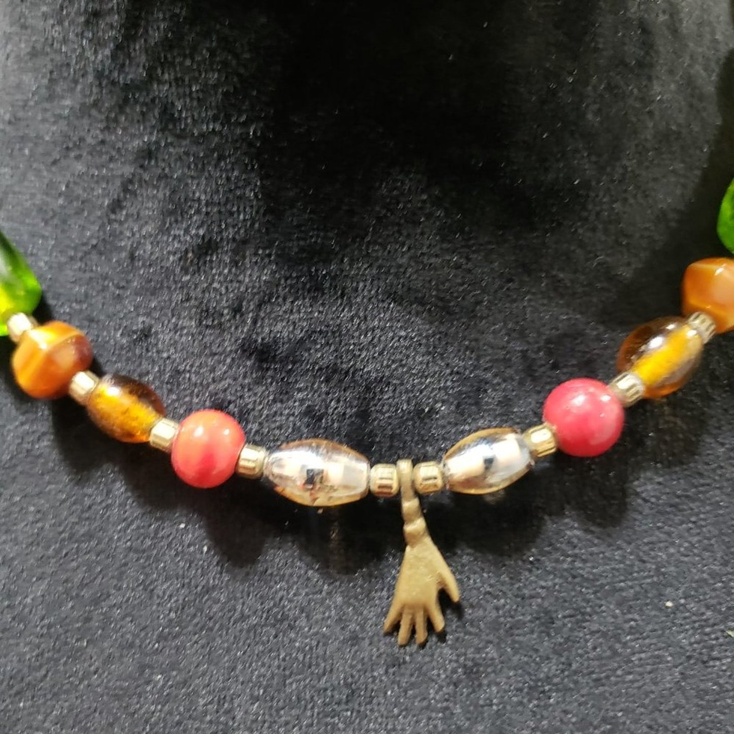 Womens Fashion Multi Color Rhinestones Beaded Charm Necklace with Lobster Clasp