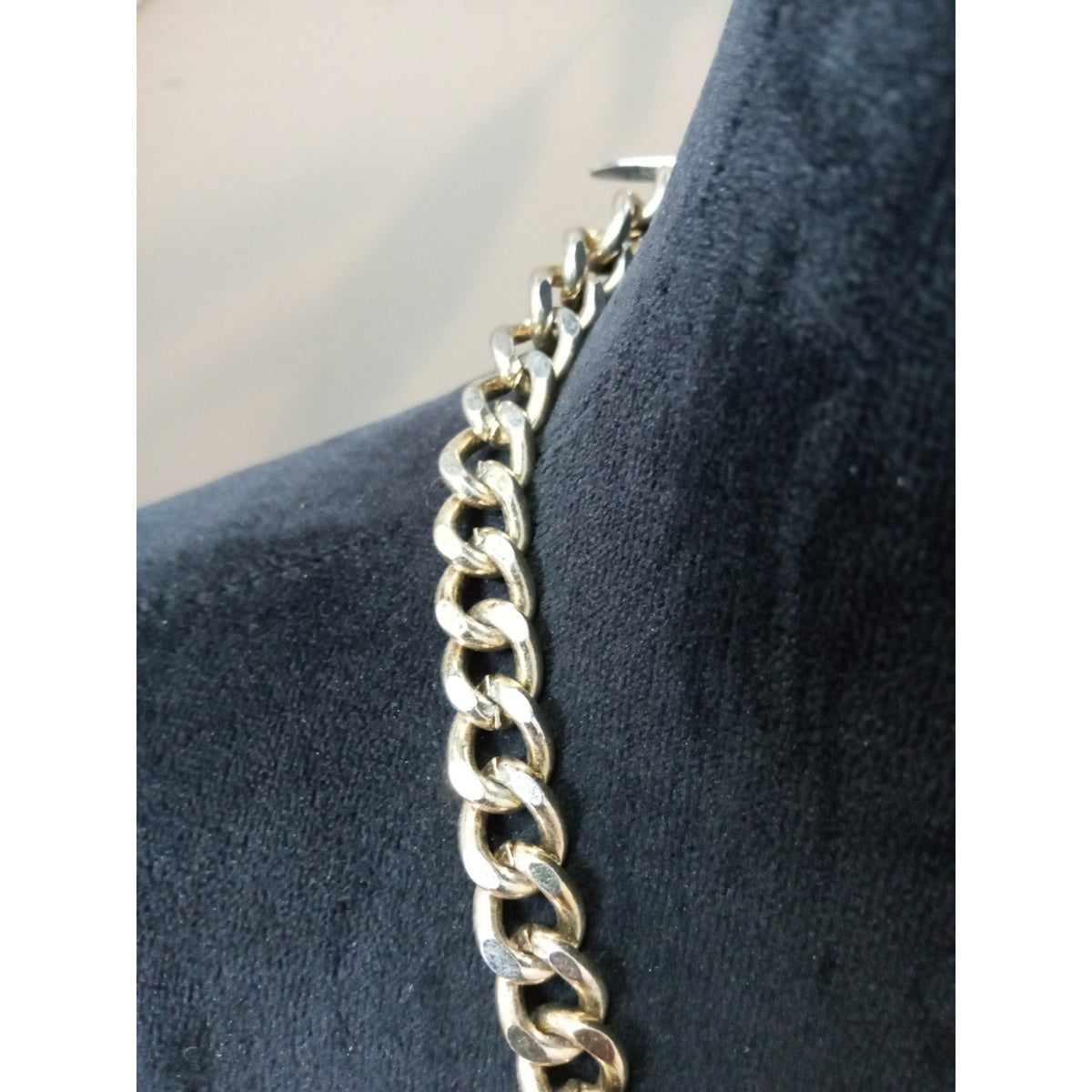 Gold Tone Chain Bib Necklace Turquoise Beads Crystal Statement Collar Necklace