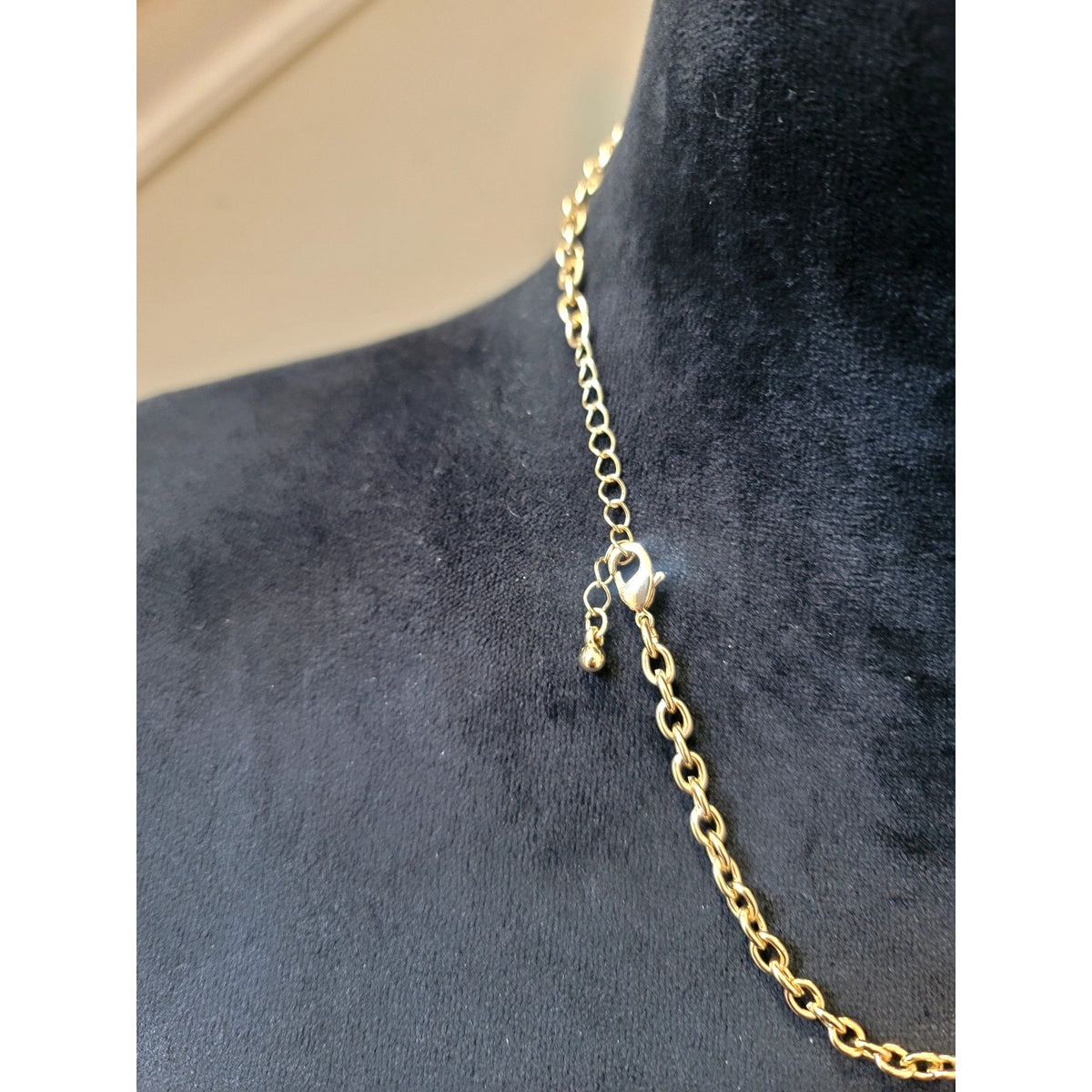 Vintage Black Crystal Statement Pendant Necklace Gold Tone Oval Pave Bib Collar