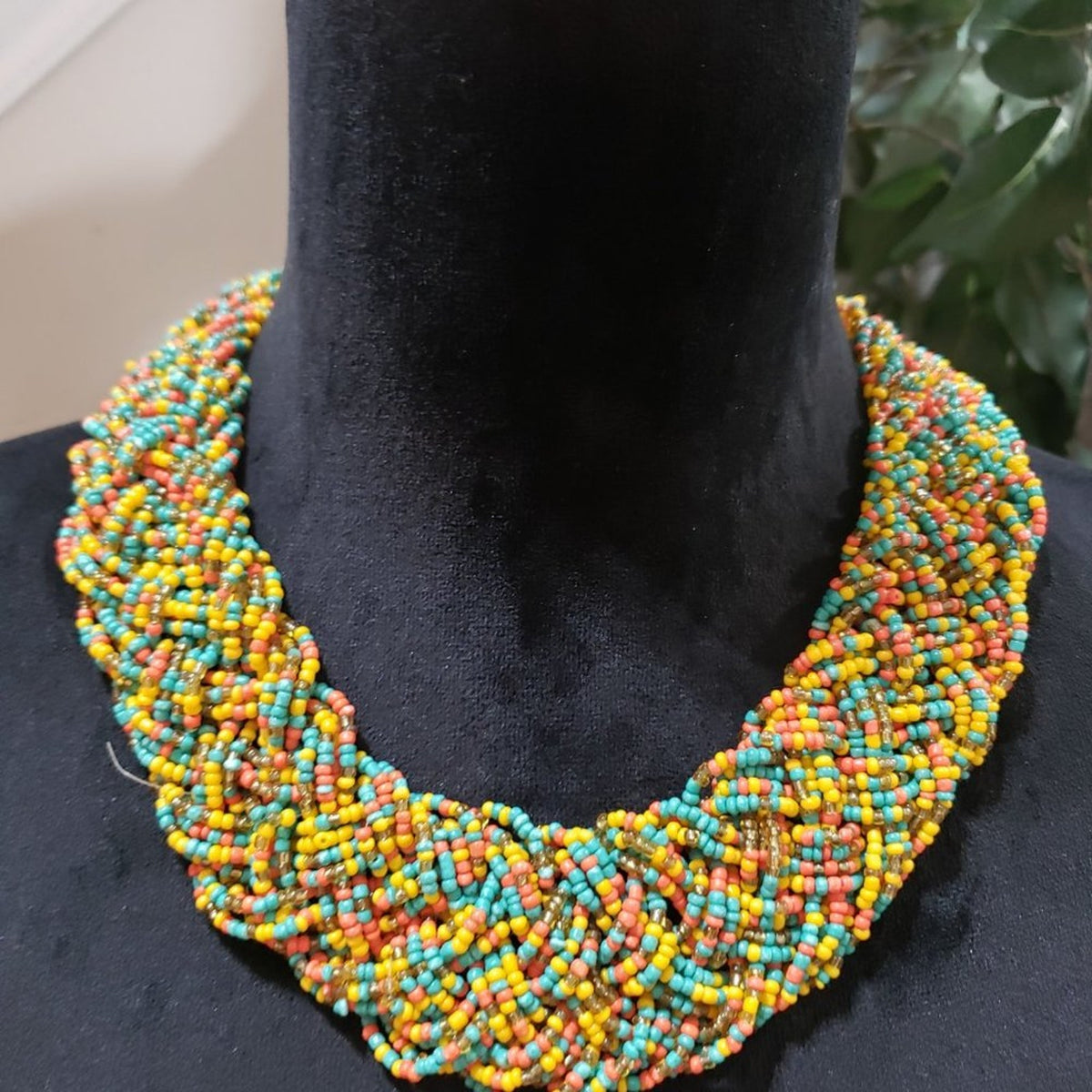 Women Fashion Bohemian Style Multi Strand Braided Colorful Beads Choker Necklace