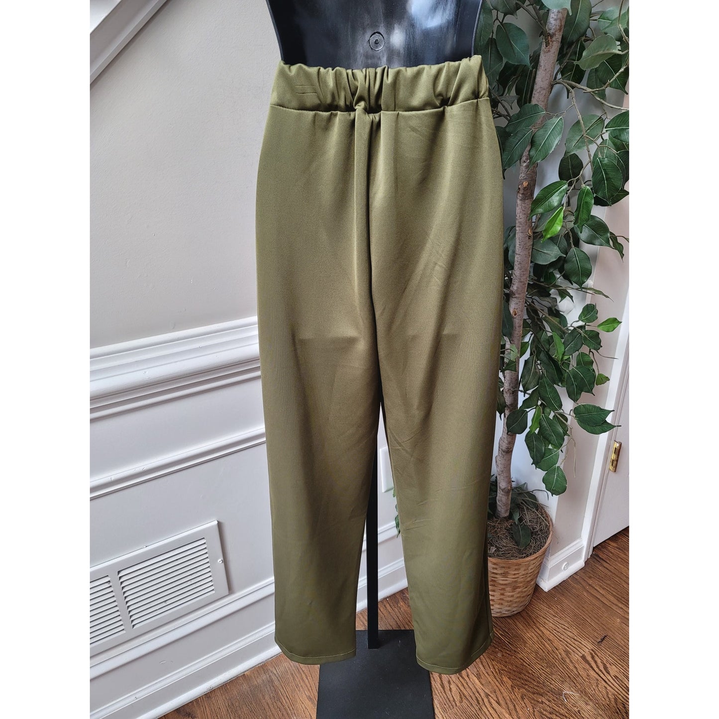 Women's 2 Piece Suit Size L Green Solid Long Sleeve Double Breasted Open Front