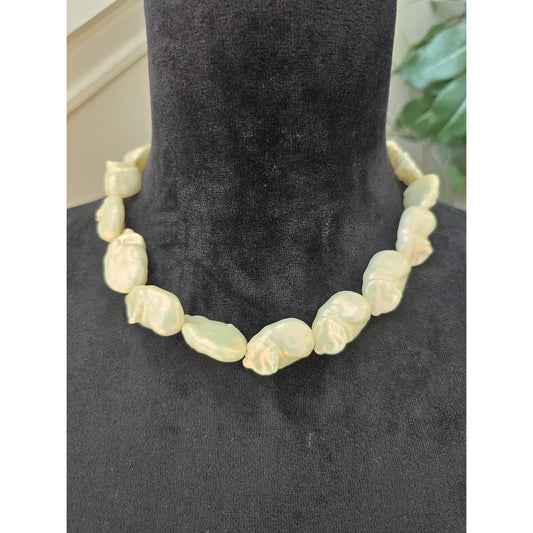 Cream Chunky Lightweight Beaded Statement Necklace Organic Style