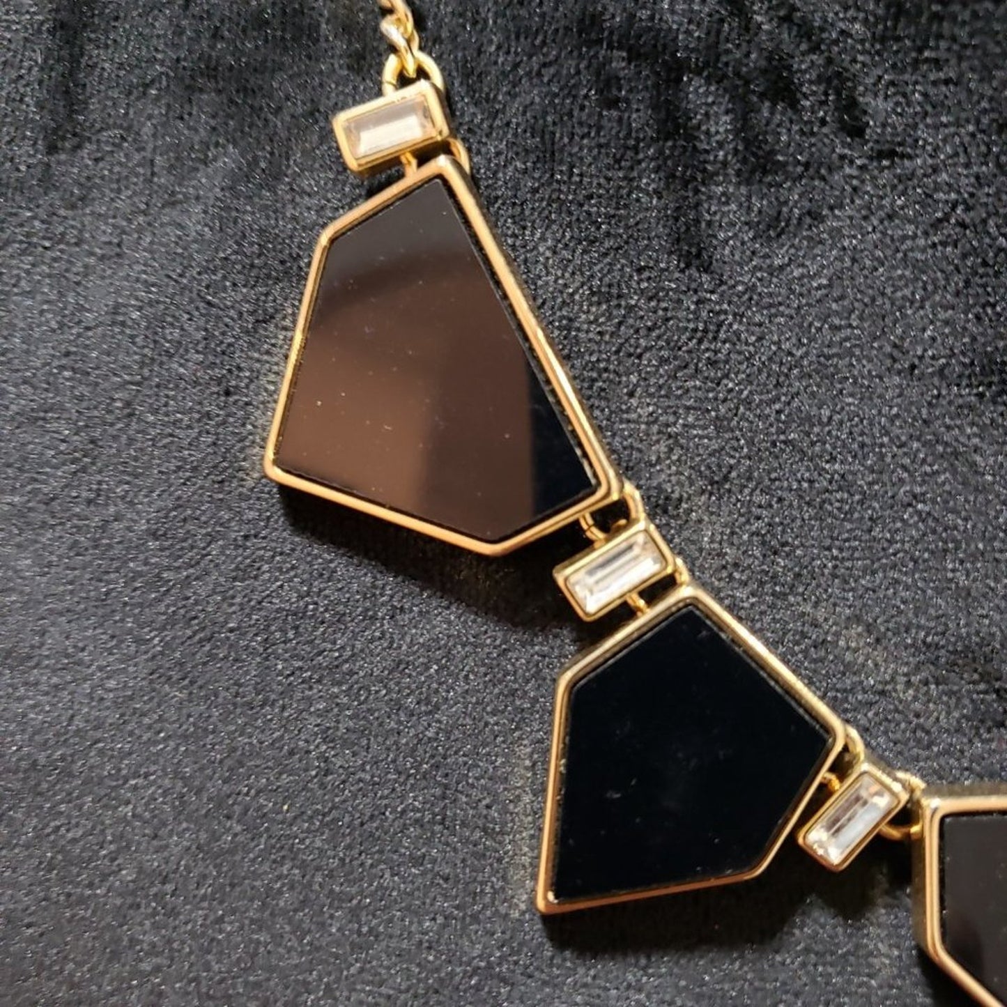 Express Signed Black Panel Tudor Style Links Necklace Choker with Lobster Clasp