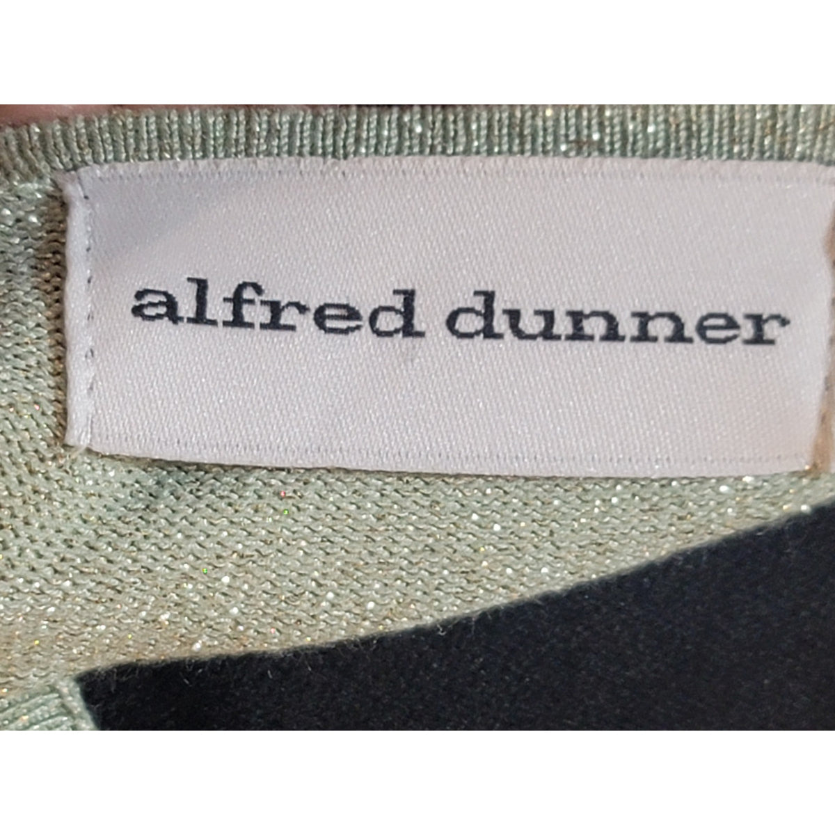 Alfred Dunner Shimmer Sweater Women's Medium Sage Green Embellished Sequin