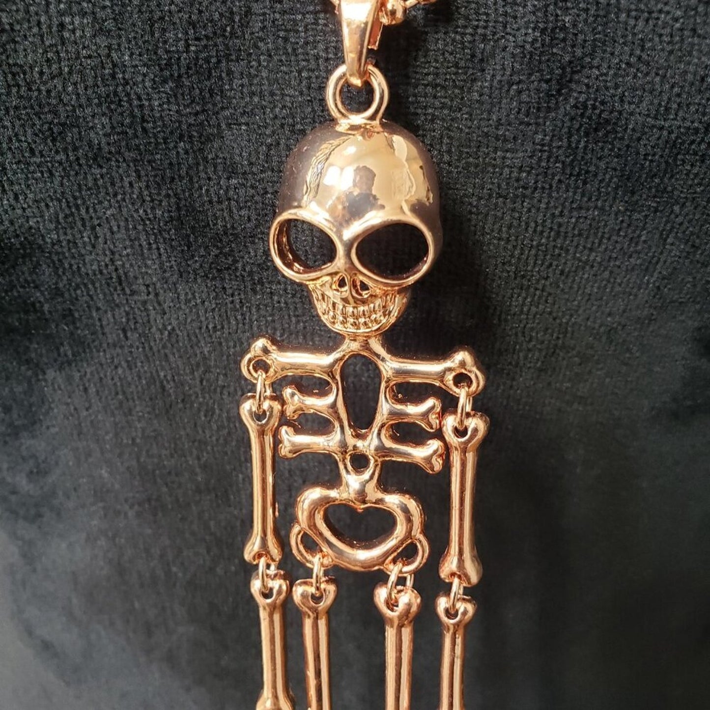 Womens Fashion Gold Tone Skeleton Pendant Necklace Jewelry with Lobster Clasp