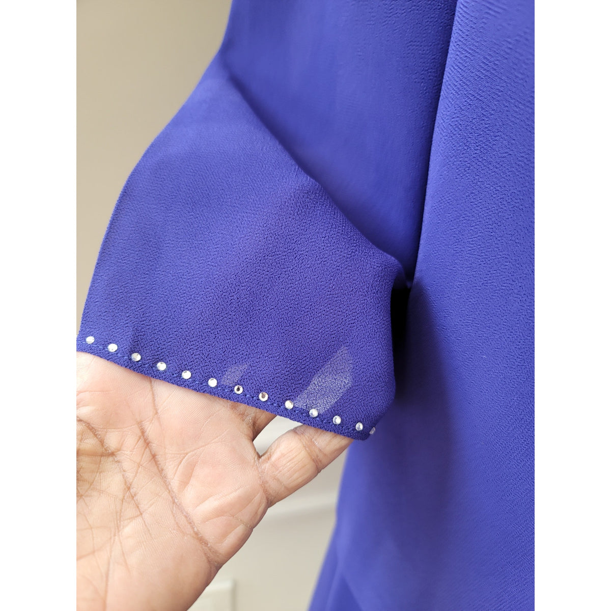 EY Boutique Skirt Suit Women's SZ 18 purple Rhinestone Button Front Back Zipper