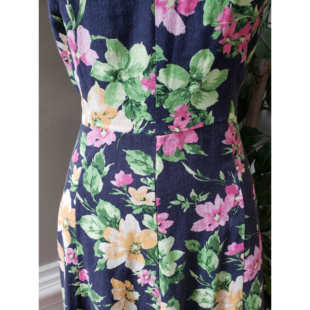Old Navy Long Maxi Dress Women's Size M Blue Floral Sweetheart Neck Sleeveless