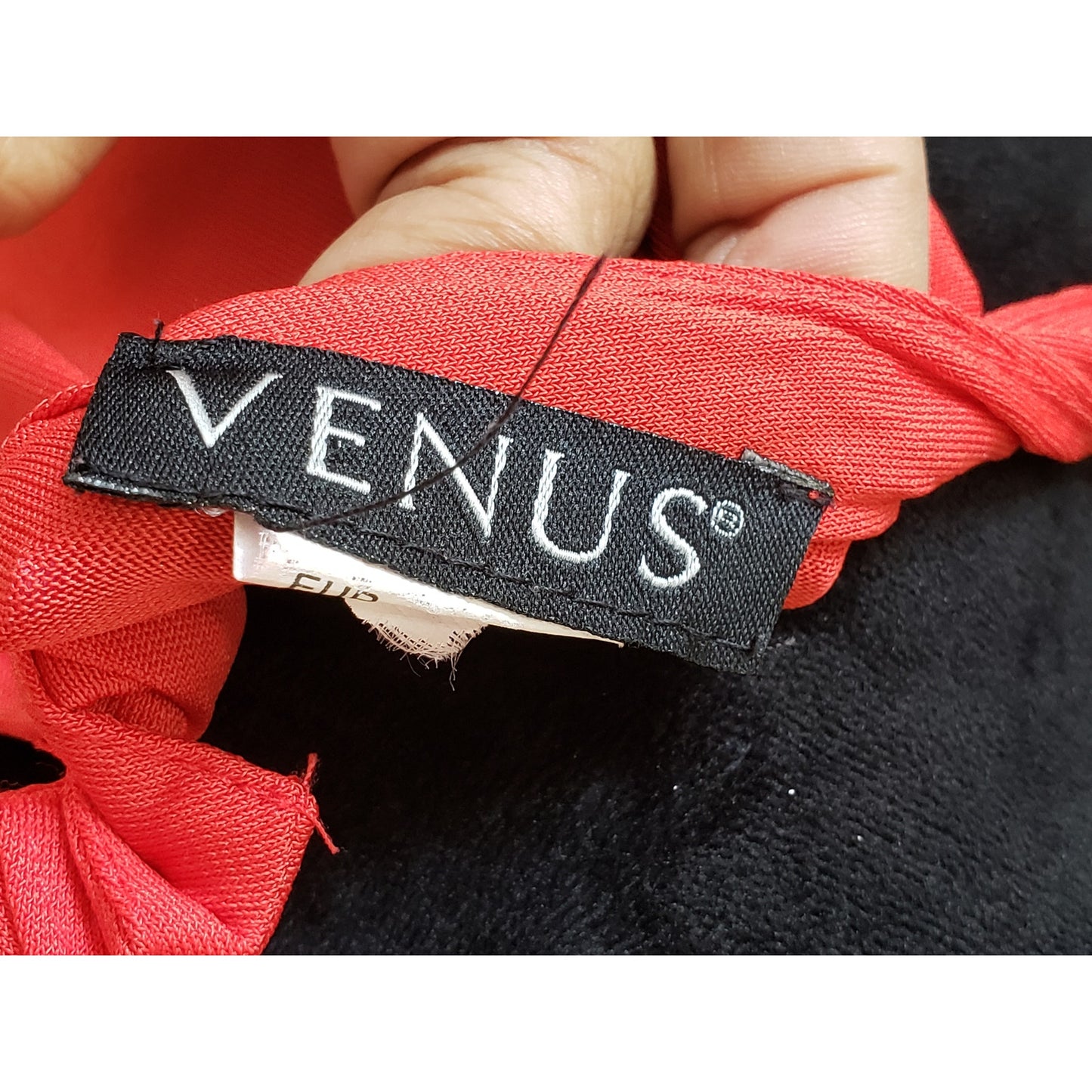 Venus Tank Top Womens S Red Fringe Draping Down Front Halter Neck Sleeveless