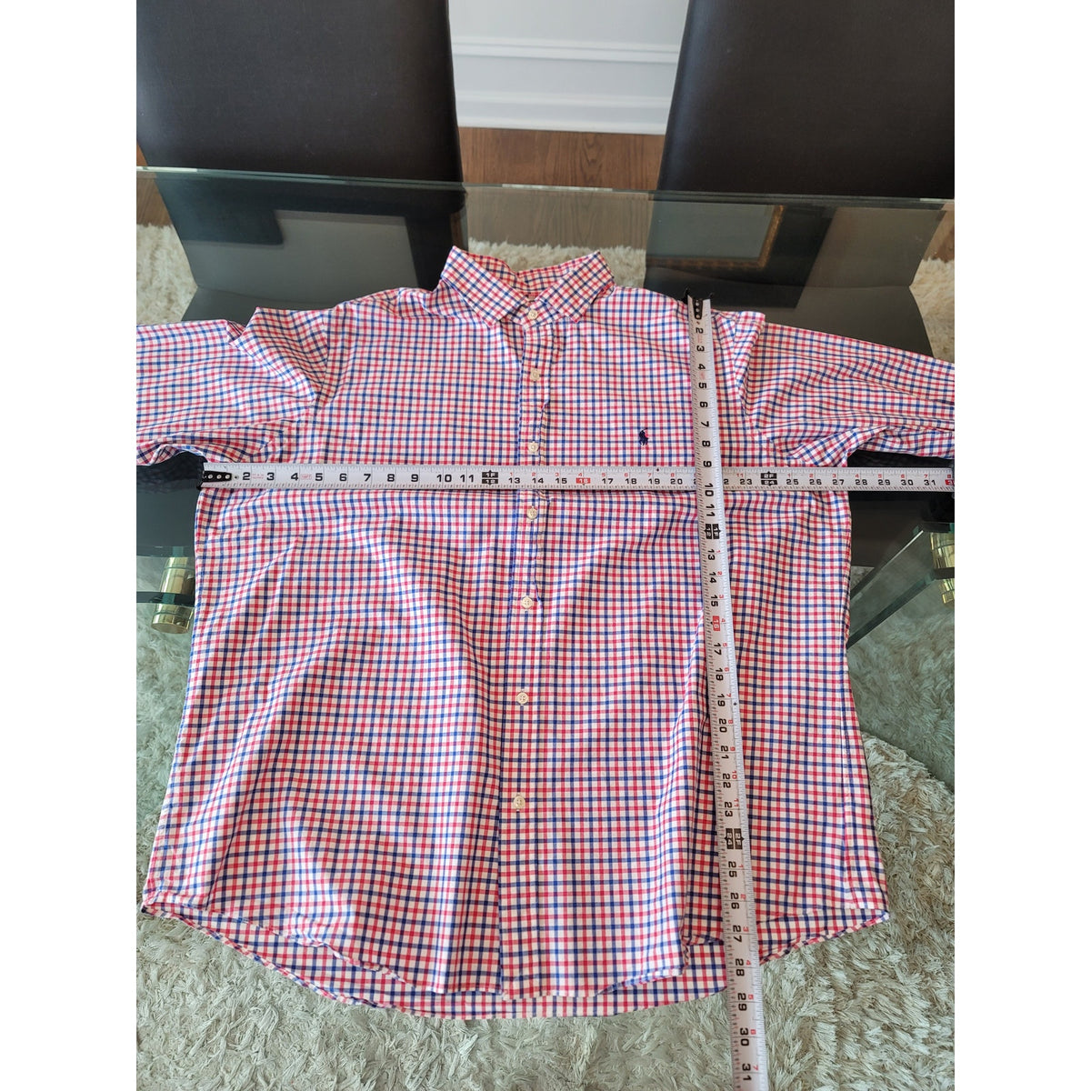 Polo Ralph Lauren Button-Down Shirt Men's XXL Red Blue Cotton Blend Checked