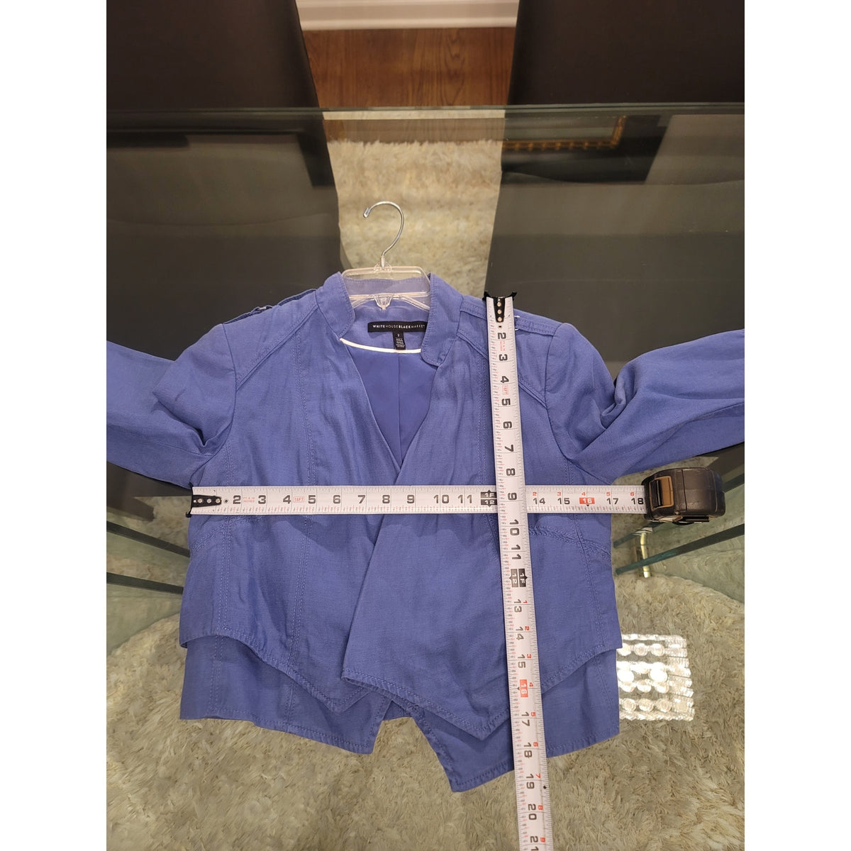 White House Black Market Cropped Jacket Women's Size 2 Blue Military Shoulder