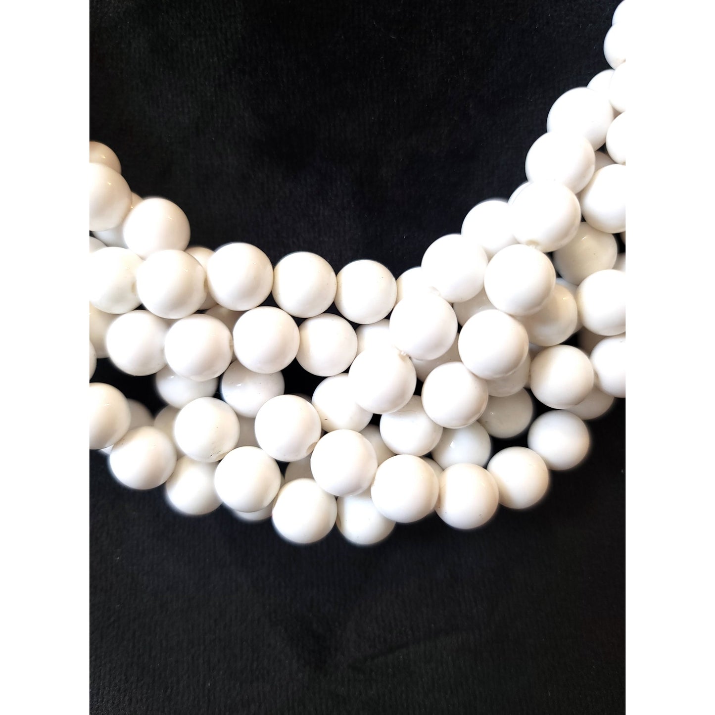 Women's White Multi Strand Beaded Statement Necklace Gold Lobster Clasp Chic