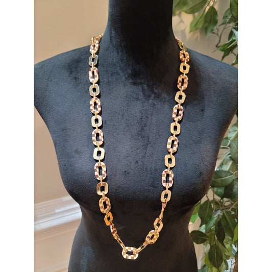 Women's Gold Tone Acrylic Resin Link Chain Fashion Necklace