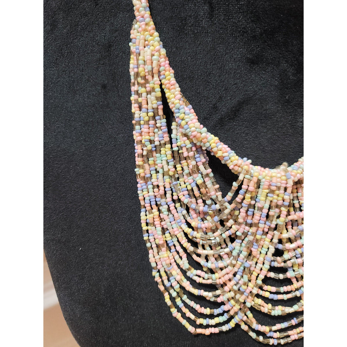 Women's Multicolor Beaded Layered Necklace With Lobster Clasp Handmade Jewelry