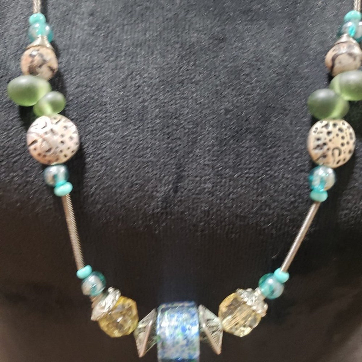 "Womens Fashion Long Gemstone Beaded Necklace with Lobster Clasp "+