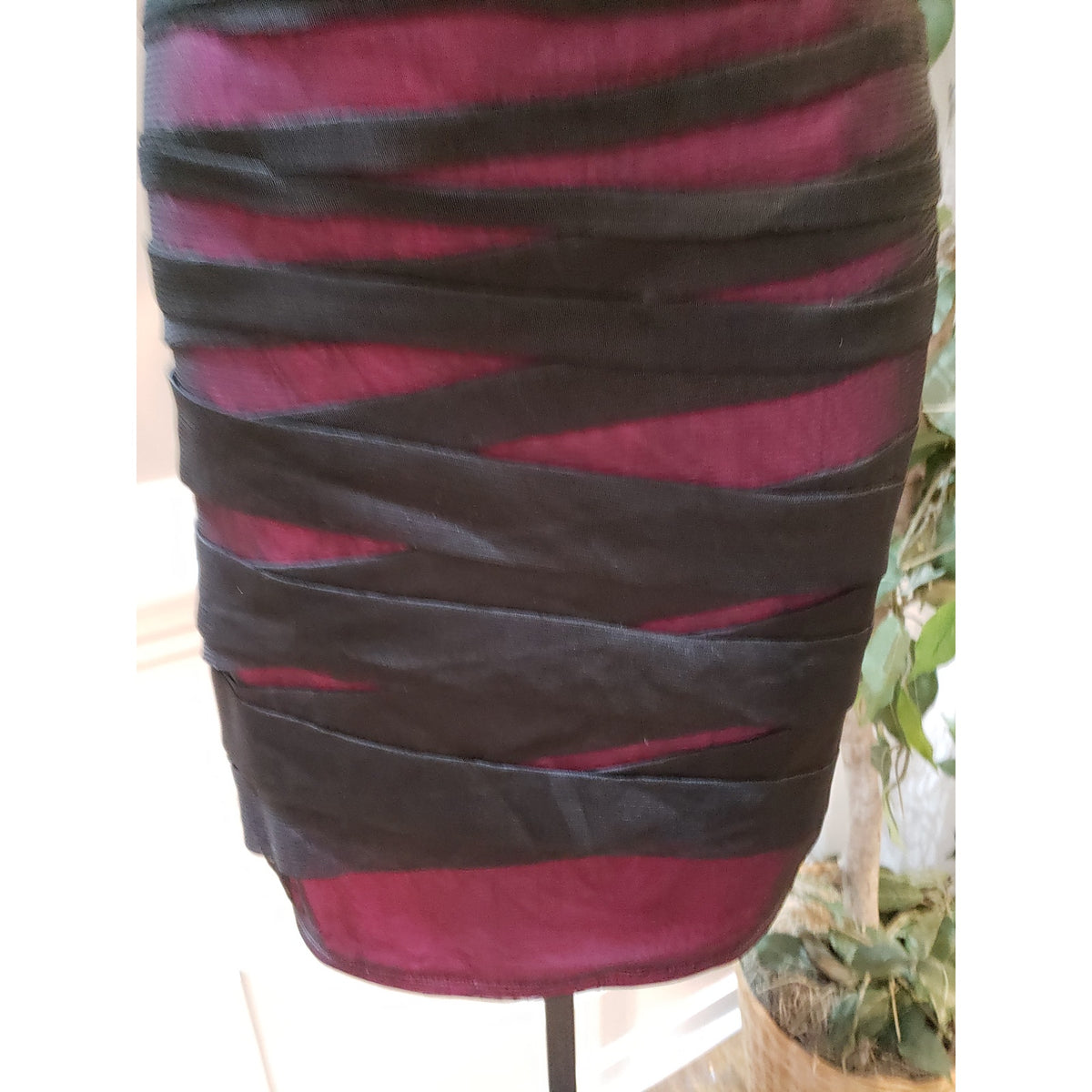 Forever 21 Strapless Dress Womens 1X Purple Black Bodycon Party Mini Plus