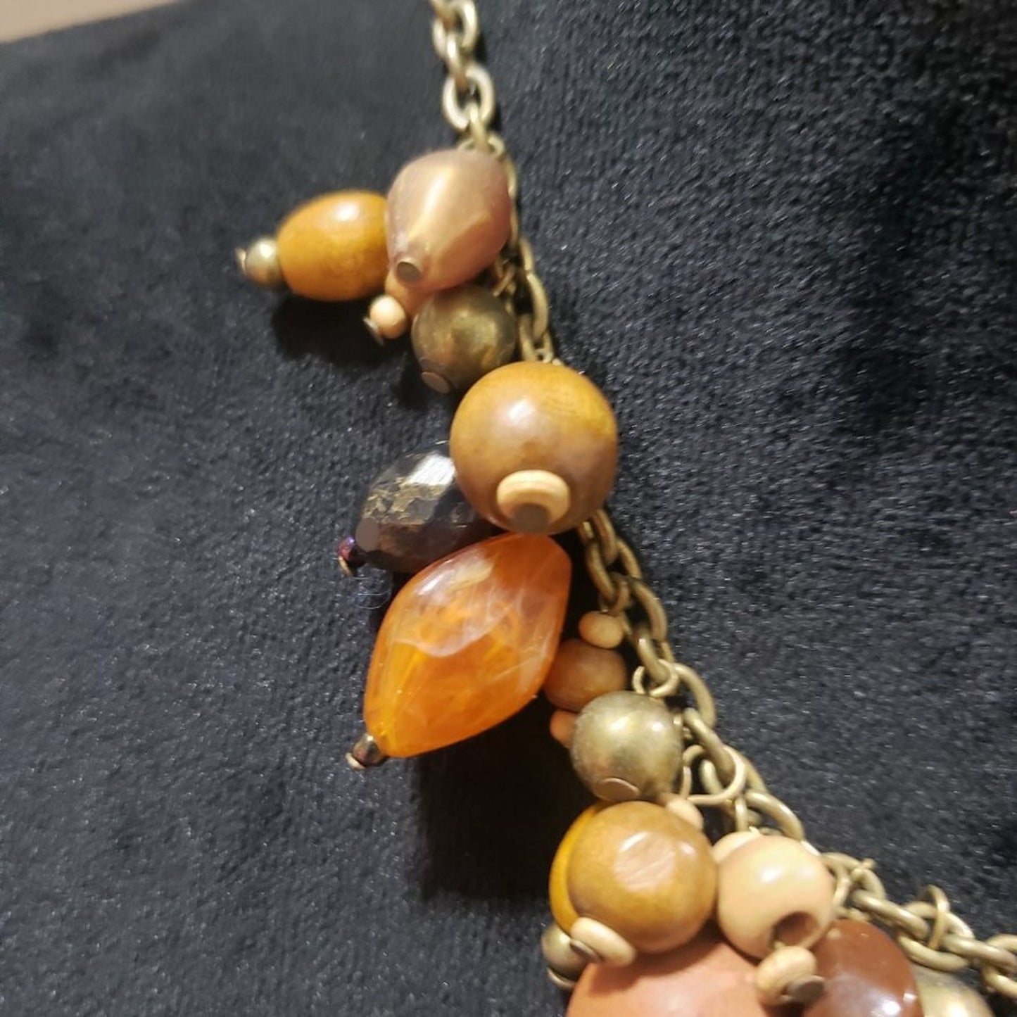 Womens Fashion Gold Tone Chain Multicolor Beaded Necklace with Lobster Clasp