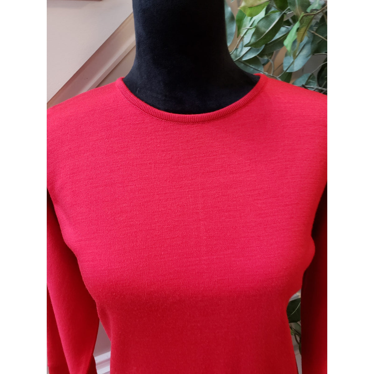 Liz Claiborne Sheath Dress Womens M Red Knit Raglan Sleeve Round Neck Back Zip