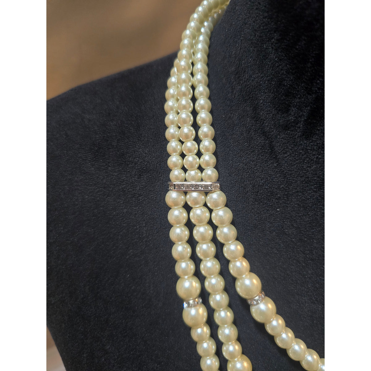 Women's Three Layer Pearl Necklace With Lobster Clasp Elegant Jewelry Gift