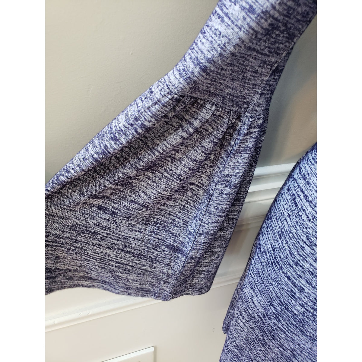Kensie Mini Dress Women's Small Heather Purple Bell Sleeve Choker Neck Pullover