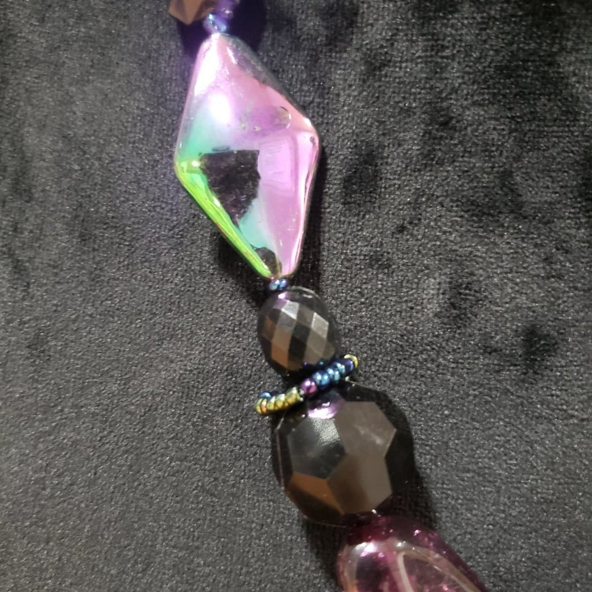 Womens Fashion Multicolor Rhinestones Beaded Isomalt Faux Glass Pendant Necklace