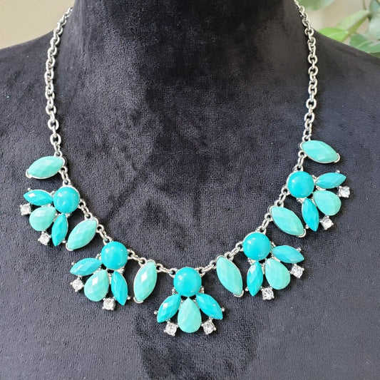 Womens Fashion Mint Green Clear Crystal Pearl Necklace Easter with Lobster Clasp