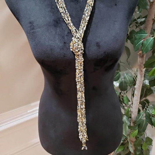 Women Fashion Alfani Tri Color Multi Strand Rope Knot Mixed Long Collar Necklace