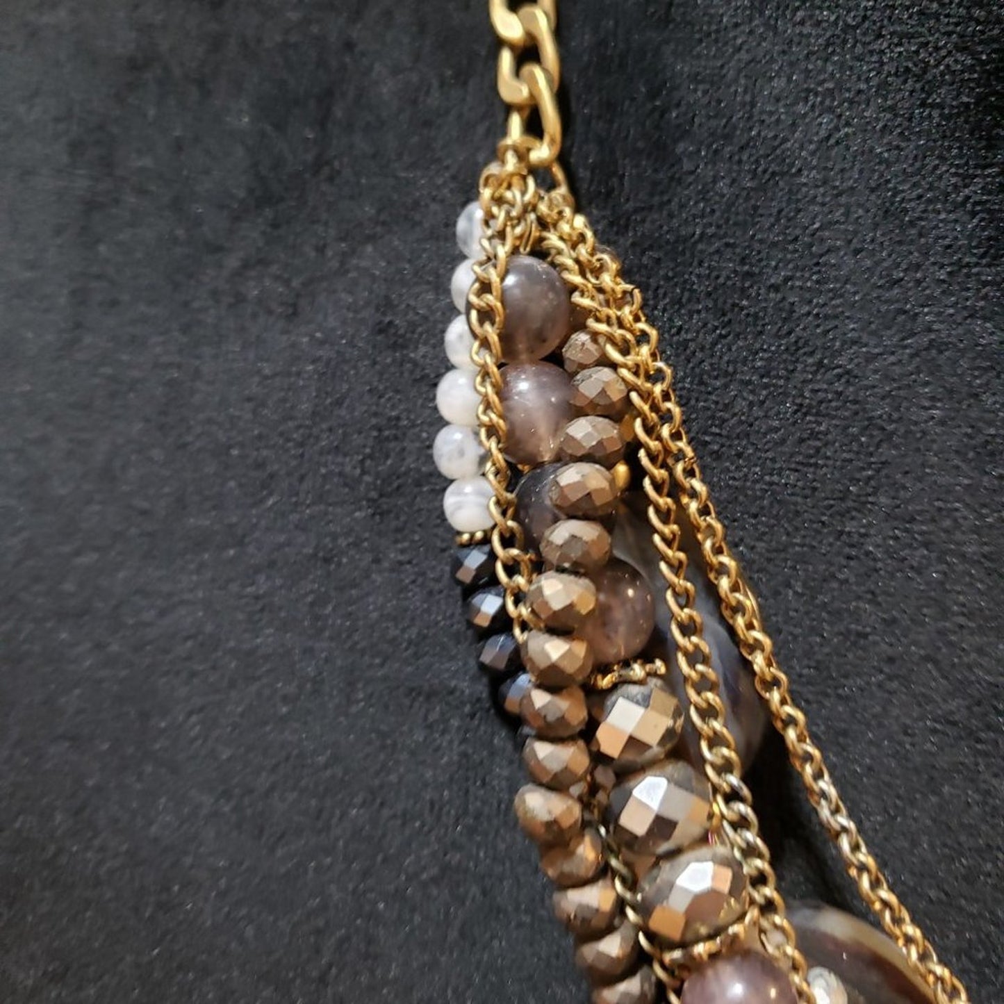 Womens Fashion Multicolor Beads Multi Strand Collar Necklace with Lobster Clasp