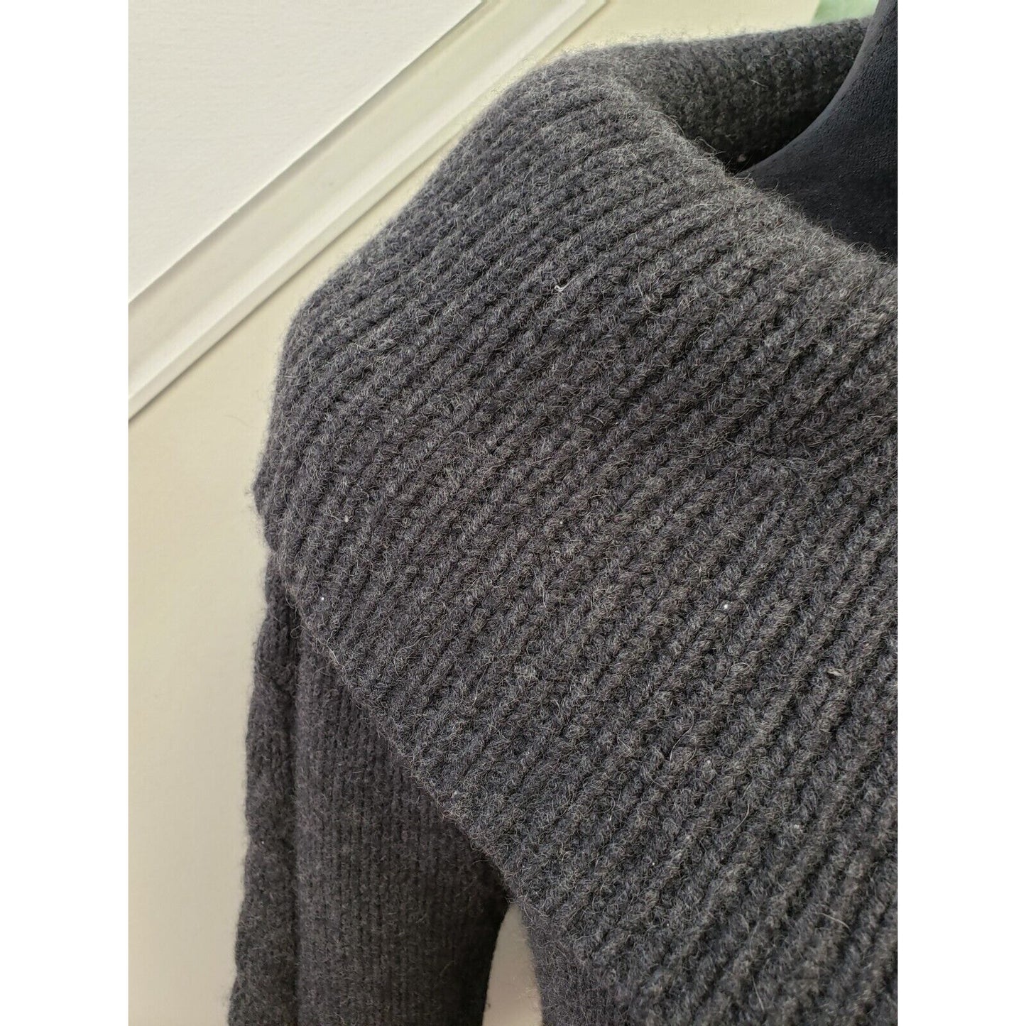 Women's Gray Solid Knit Polyester Pullover Cowl Neck Long Sleeve Sweater Small