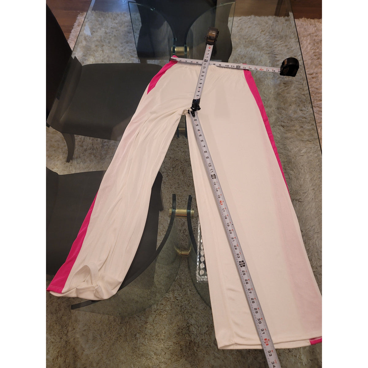 Itzy Cardigan Set Women's Large White/Pink Colorblock Open Front Drop Shoulder