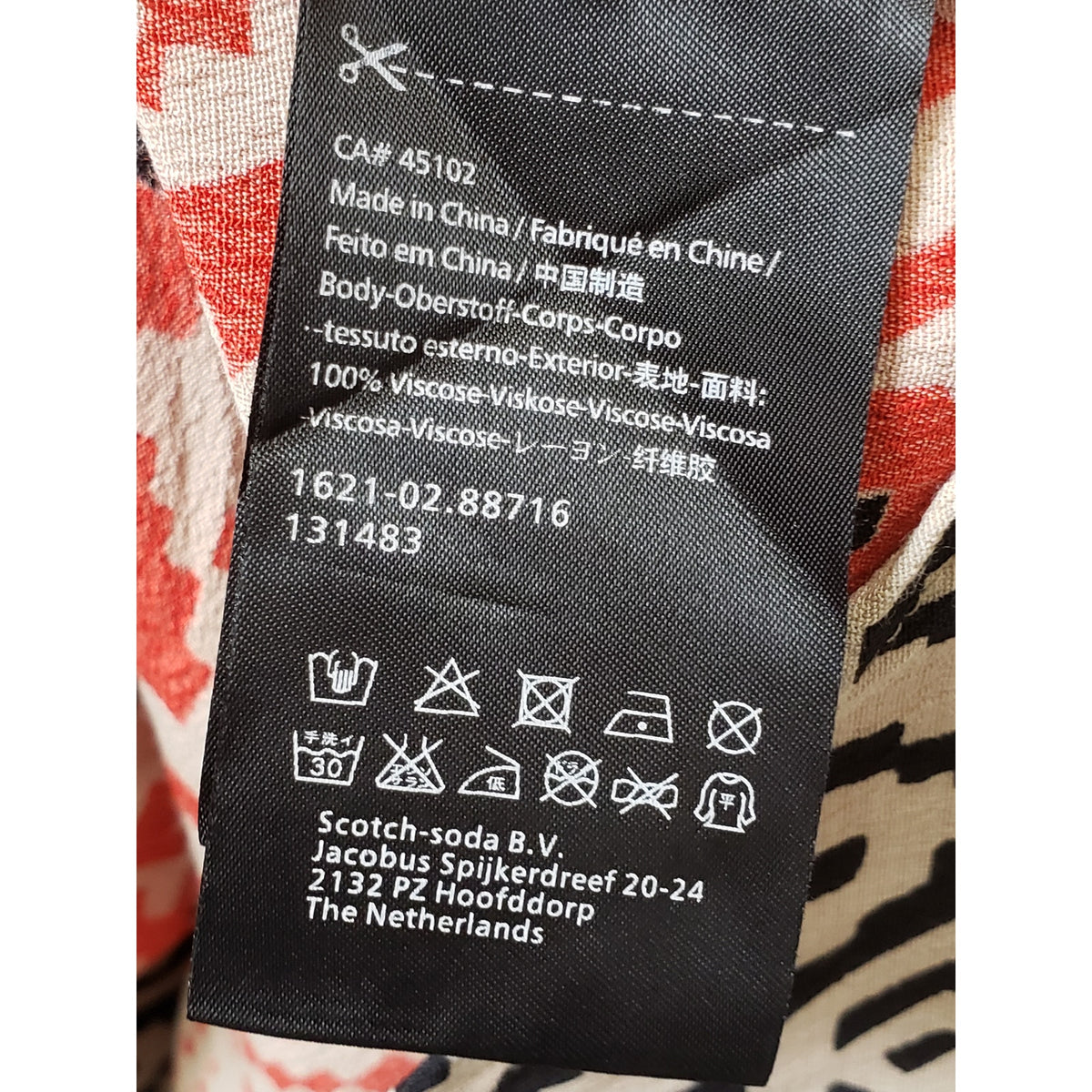 Scotch and Soda Knee Length Dress Womens Multi Geo Print Viscose Split V Neck