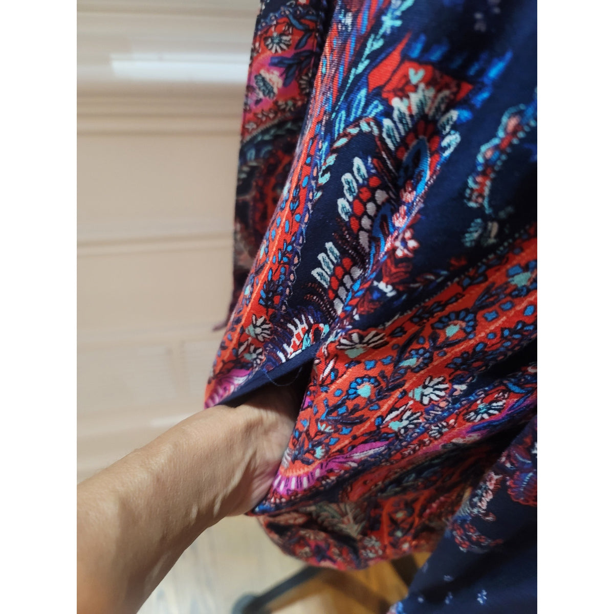 Monsoon Blouse Top Women's Small Multicolor Paisley Print Pleated Drop Shoulder
