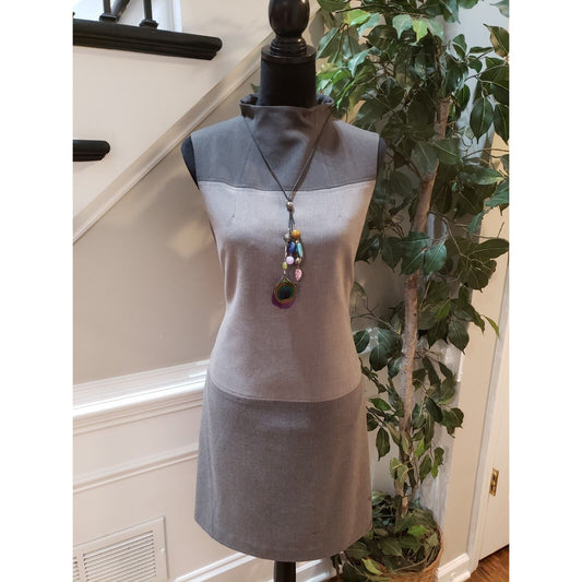 Jessica Howard Womens Gray Solid Sleeveless Back Zip Knee Length Shift Dress 10