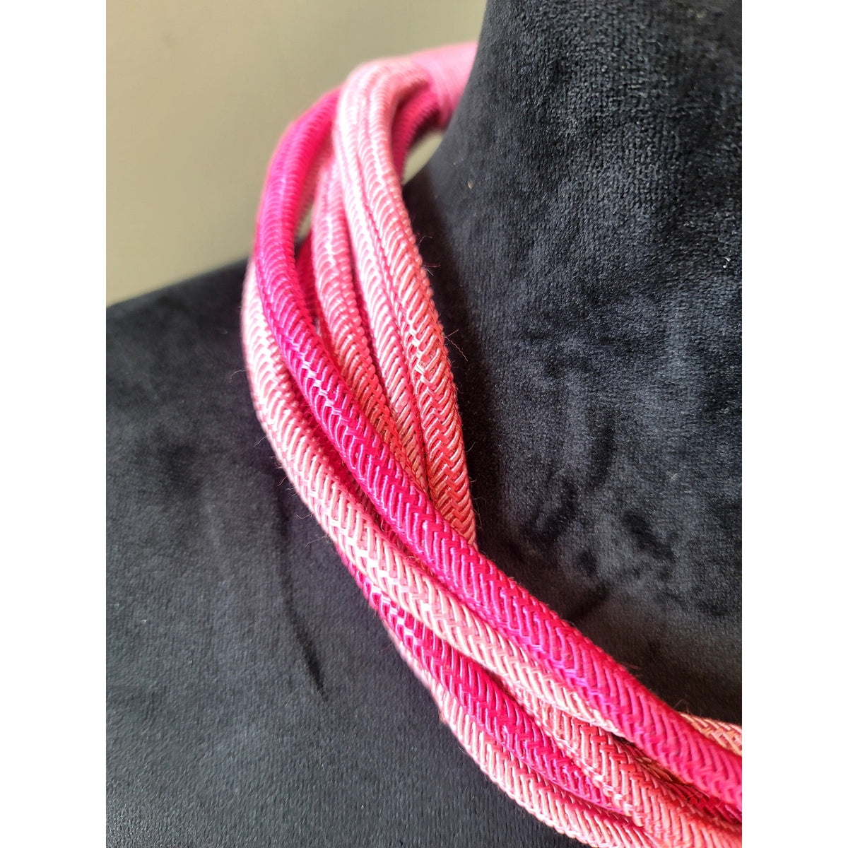 Pink Multi Strand Cord Necklace Large Gold Tone Star Pendant Statement Jewelry