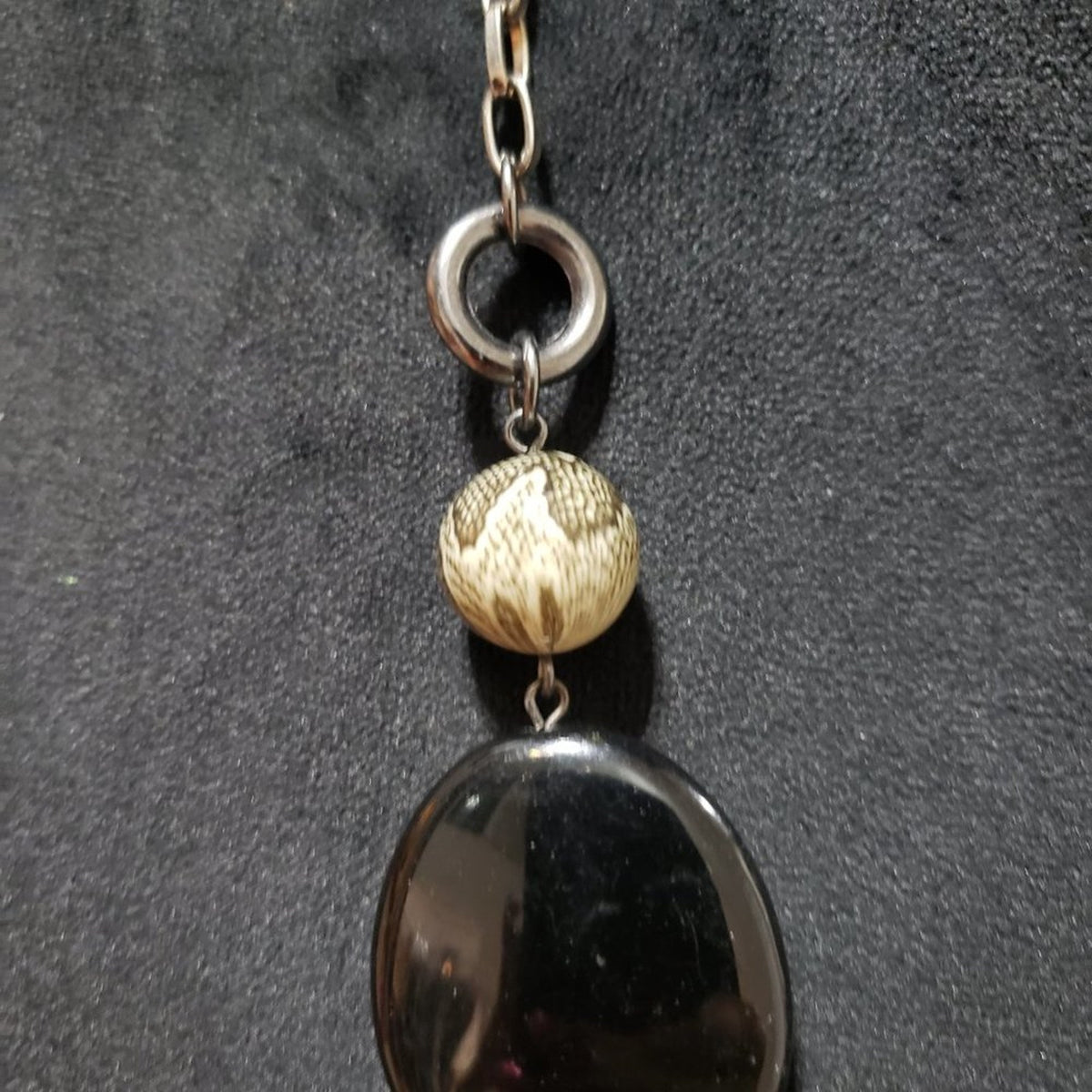 Premier Design Stone Mixed Media Silver Tone Adjustable Long Necklace w/ Lobster