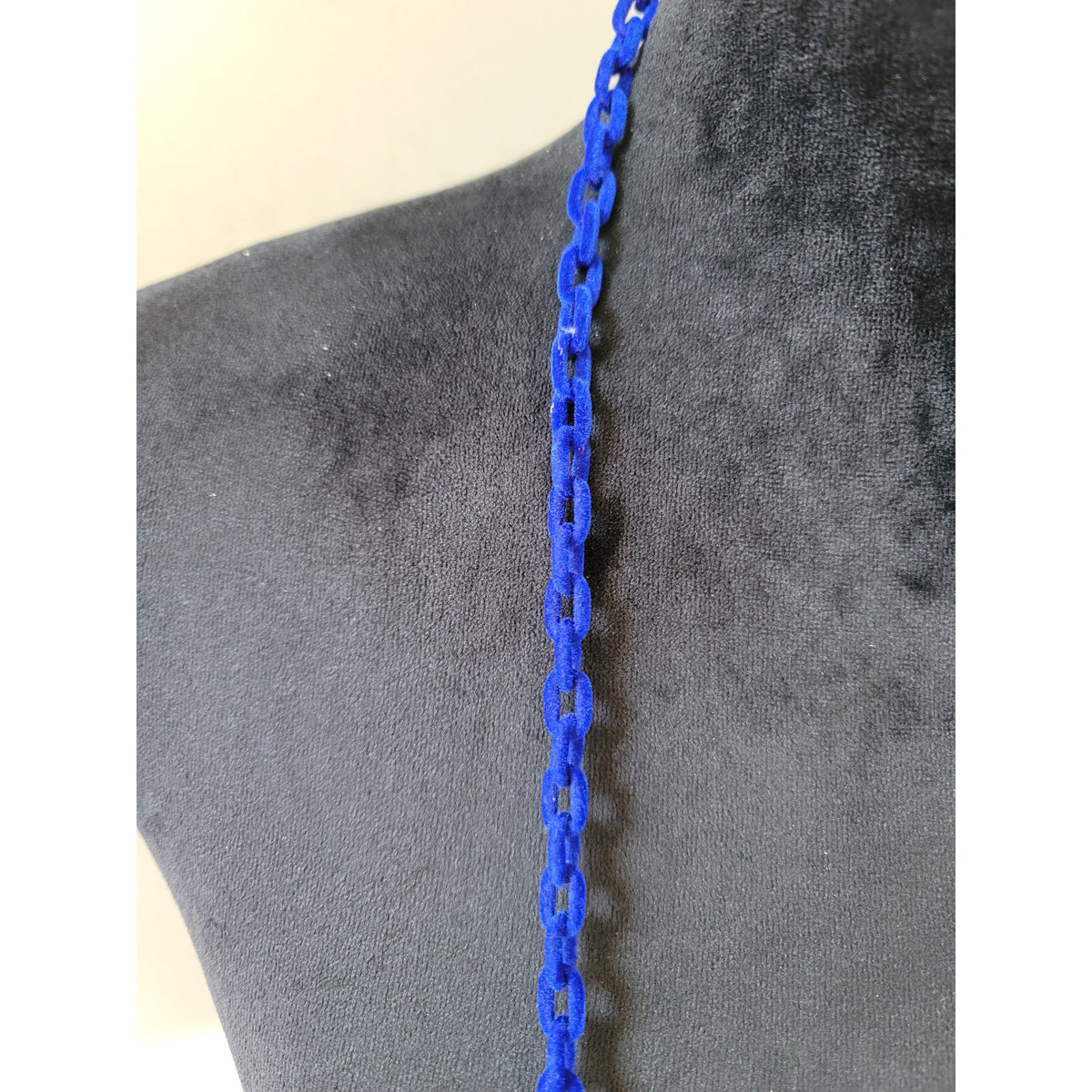 Women's Royal's Deep Blue Velvet Chain Necklace Long Layered Statement Jewelry