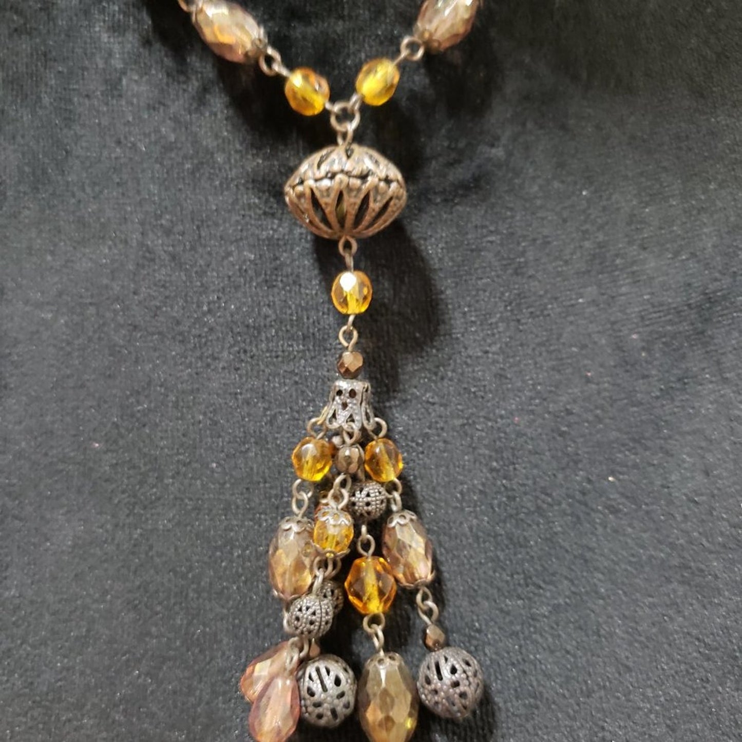 Womens Ethnic Boho Style Beaded Art Deco Tassel Charm Necklace w/ Lobster Clasp