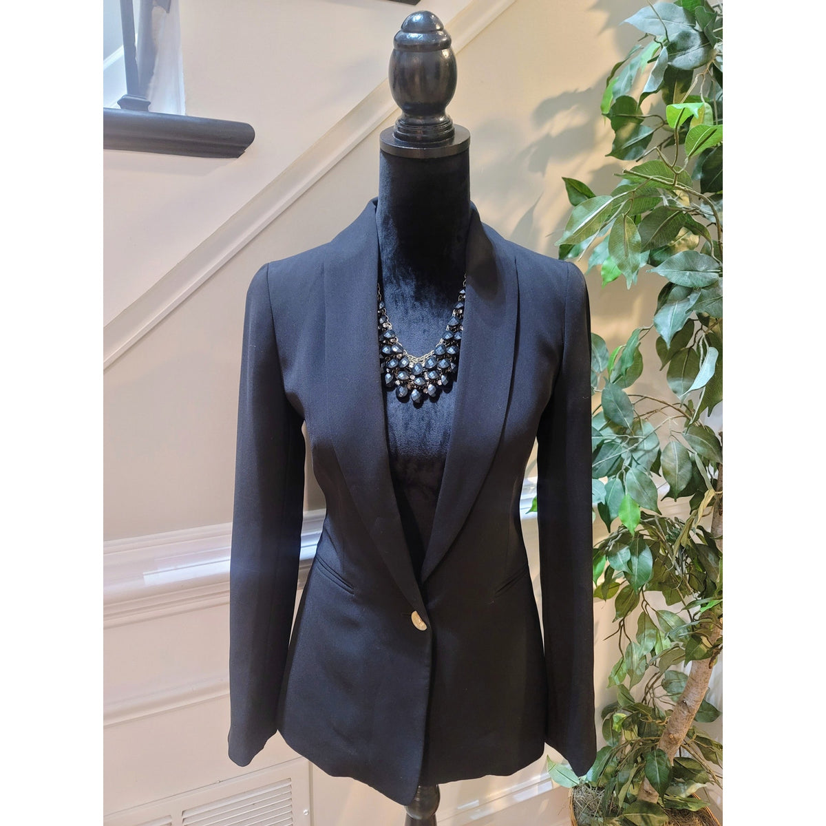 J.Crew Going Out Blazer Women SZ 0 Black Single Button Shawl Collar Besom Pocket