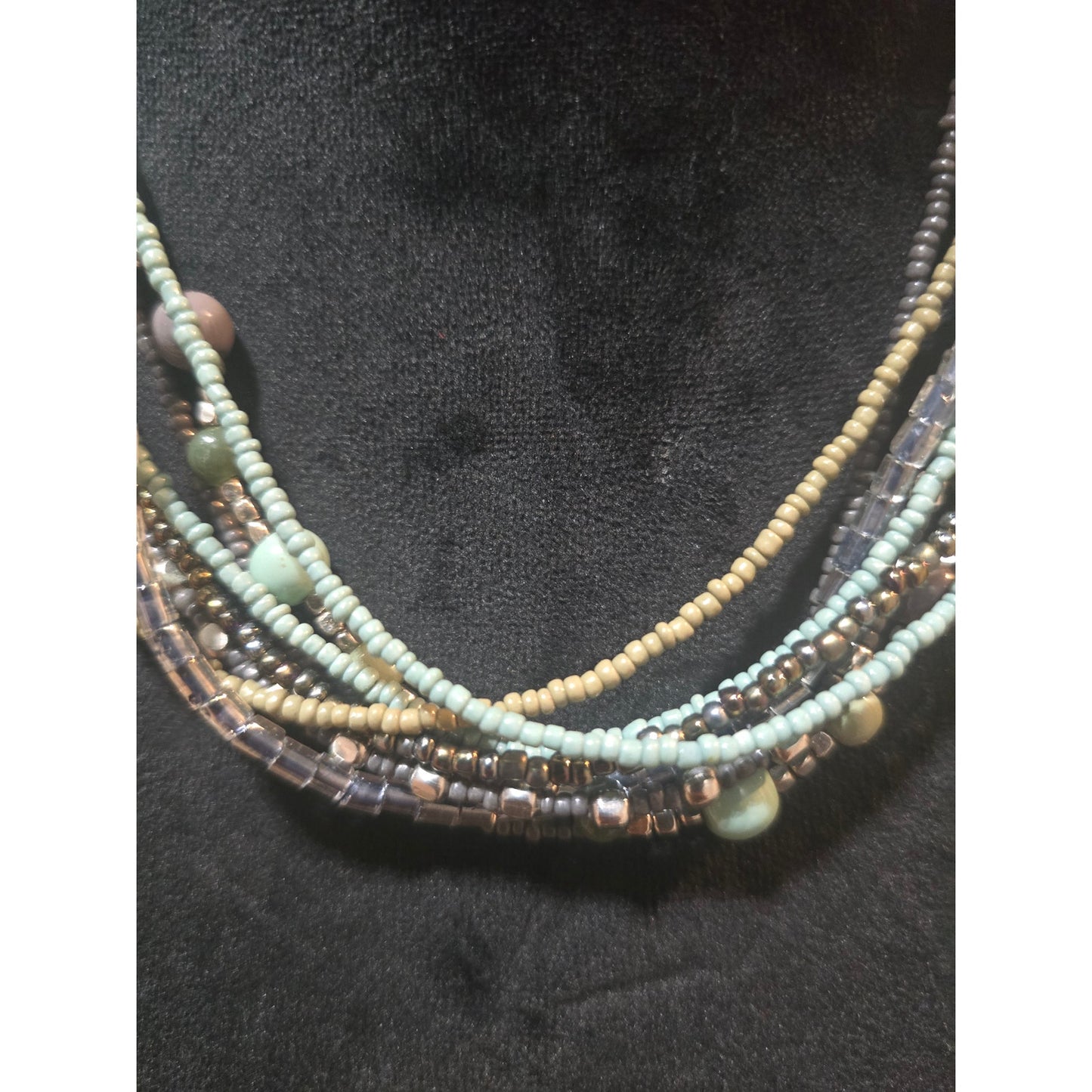 Women's Multi Layer Multicolor Beaded Necklace With Lobster Claw Clasp