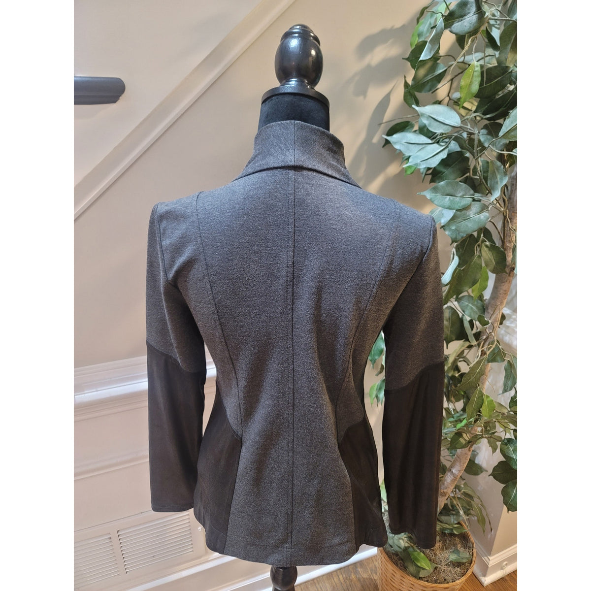 Jessica Moto Jacket Womens Small Black Asymmetrical Zip Faux Leather Long Sleeve