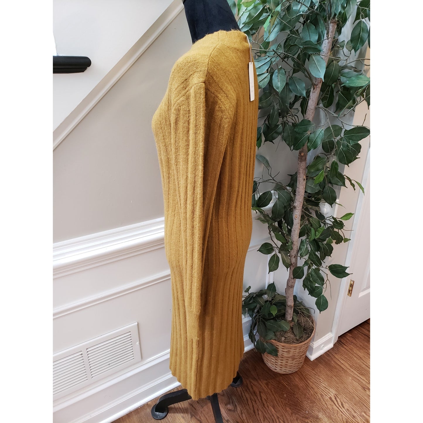 A New Day Sweater Dress Women's XS Green Knit Long Sleeve Lightweight Mock Neck