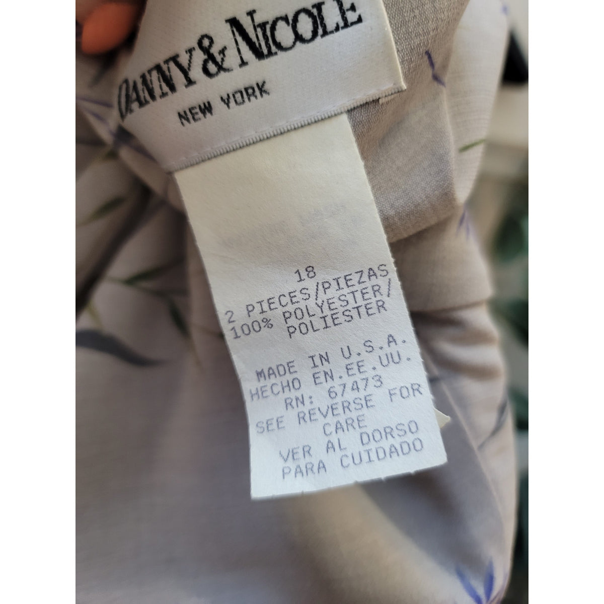Danny & Nicole Skirt Suit Womens SZ 18 Beige Floral 3/4 Sleeves Blazer Side Slit