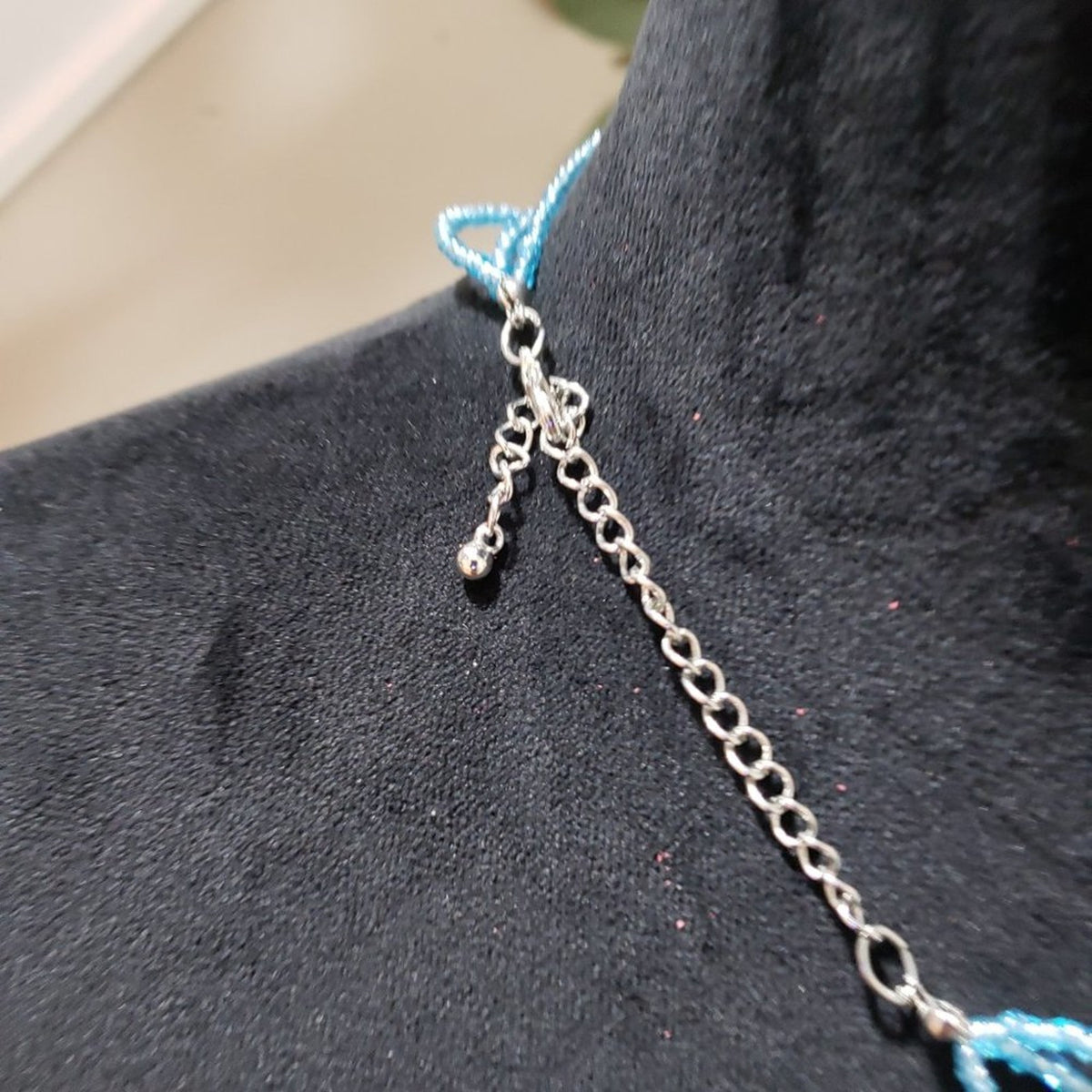 Women Fashion Blue Irregular Turquoise Trible Strand Necklace with Lobster Clasp