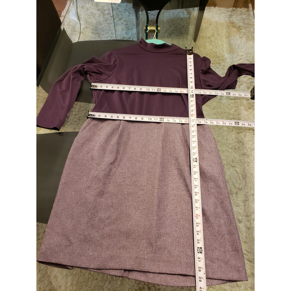 Coldwater Creek Sweater Dress Womens W20 Purple Mock Neck Knee Length Back Zip