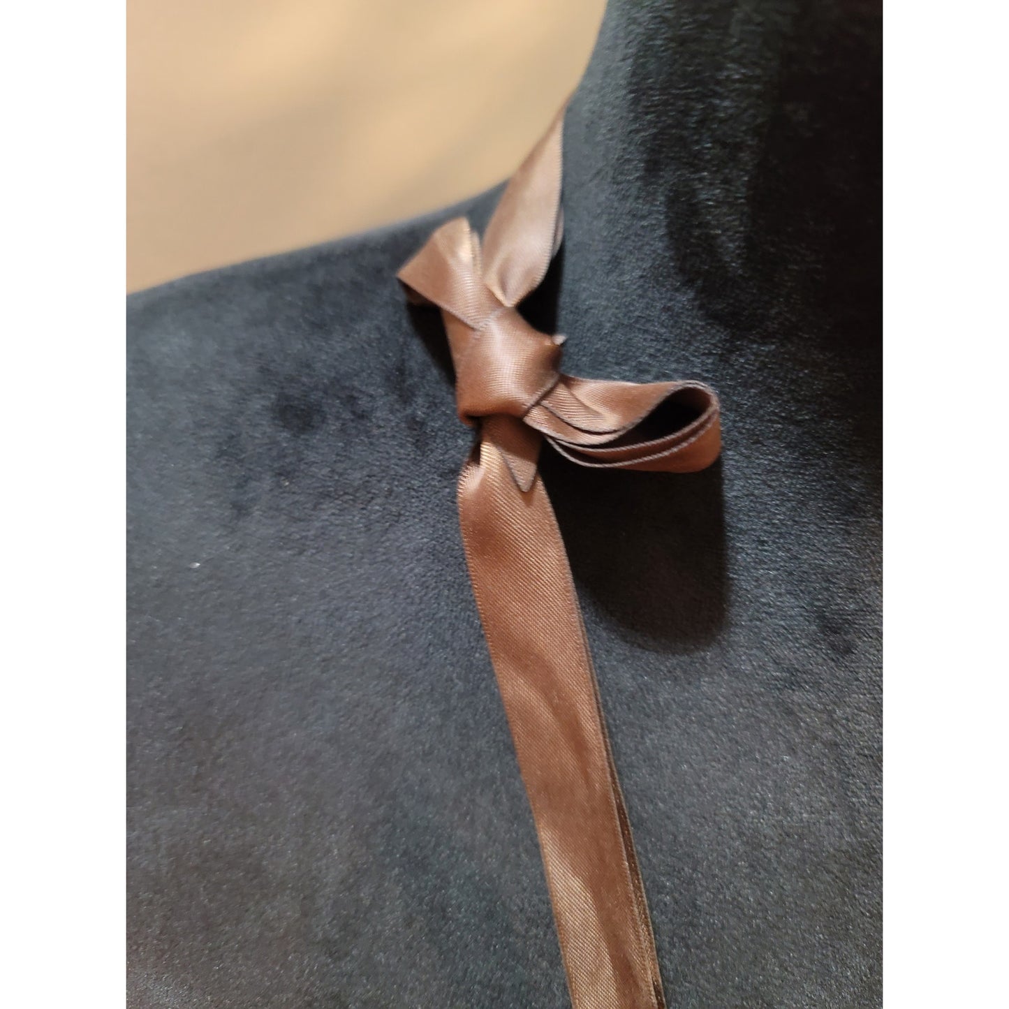 Women's Brown Ribbon Tie Beaded Necklace With Amber Crystal And Square Beads