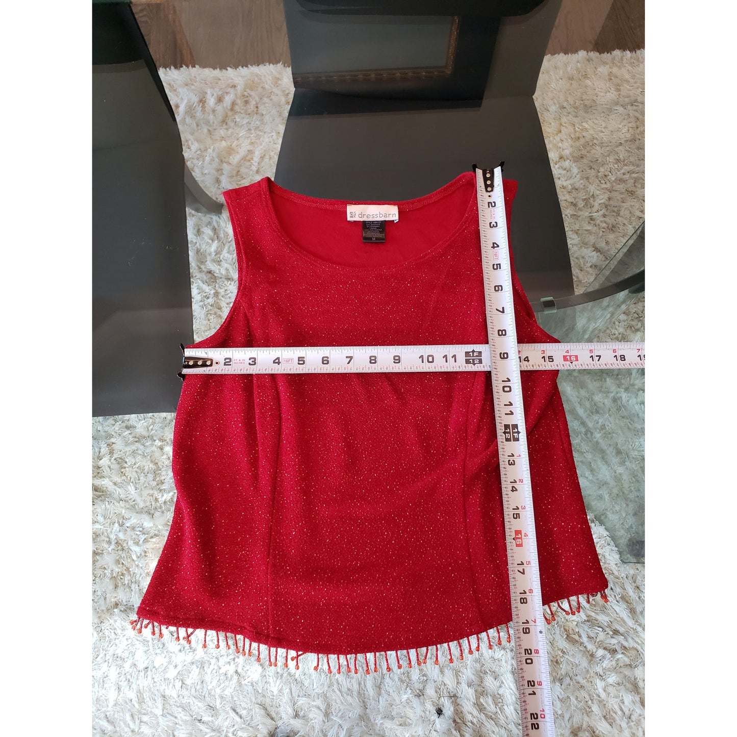 Dressbarn Cardigan Sweater Set Medium Red Sparkle Layer Shimmer Long Sleeve