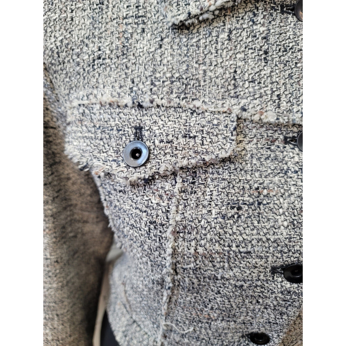 Milly Tweed Jacket Women's Small Gray Heathered Flap Pockets Button Up Front