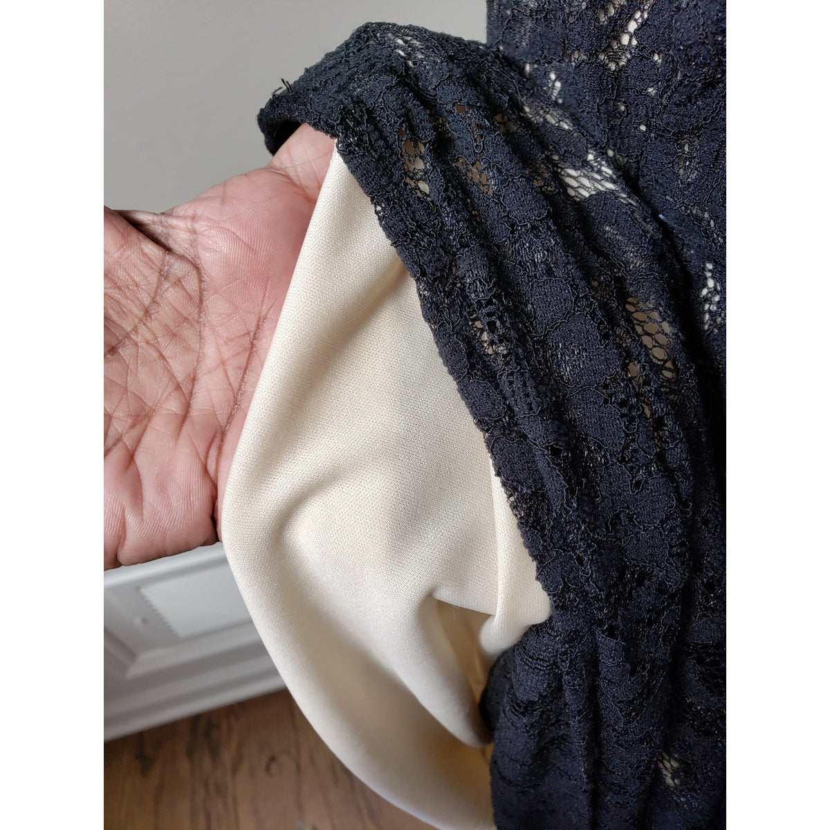Lane Bryant Shift Dress Women's Size 22 Black Lace Lined Tie Waist Wrap V Neck