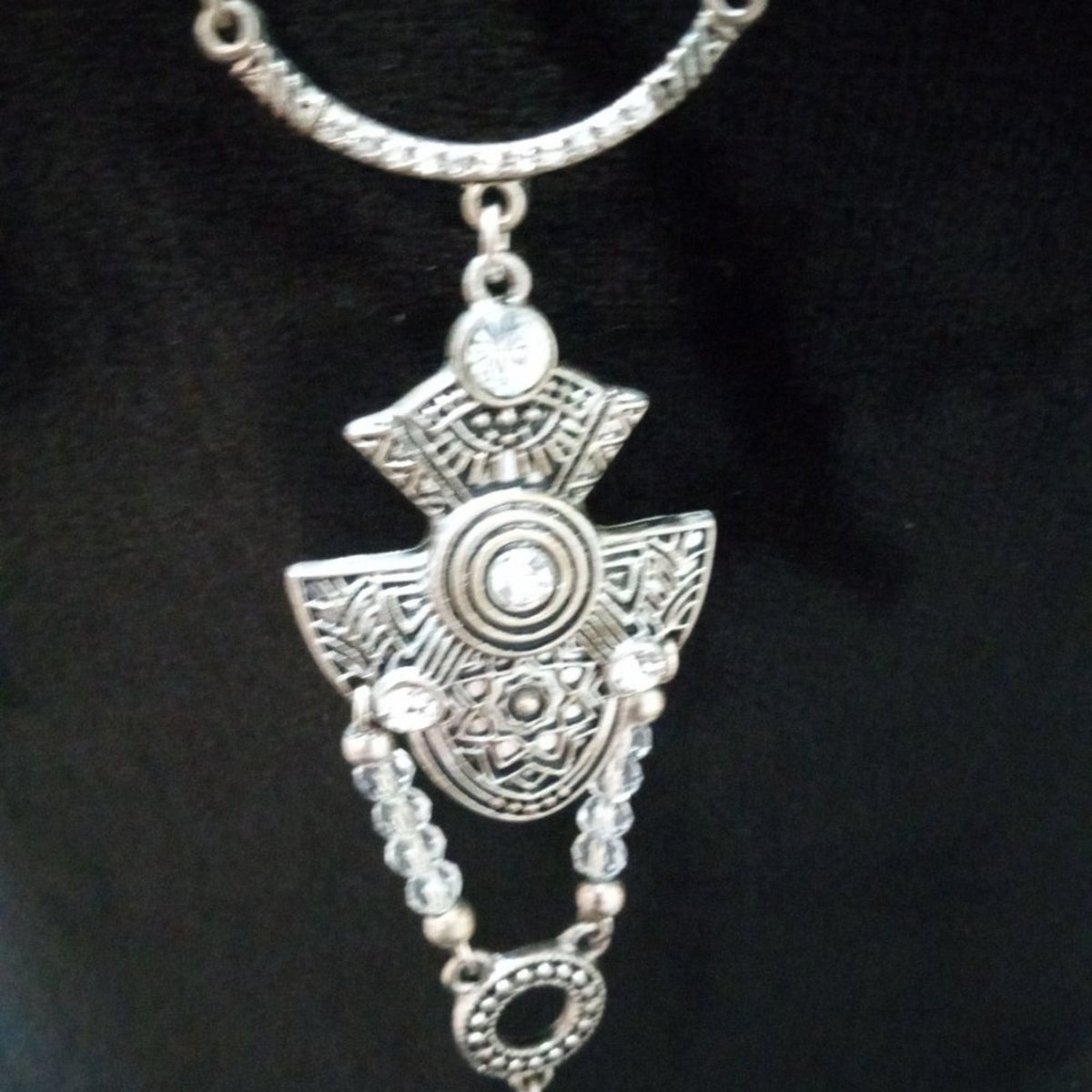 Womens Fashion Chunky Silver Tone Sweater Chain Charm Tassel Pendant Necklace